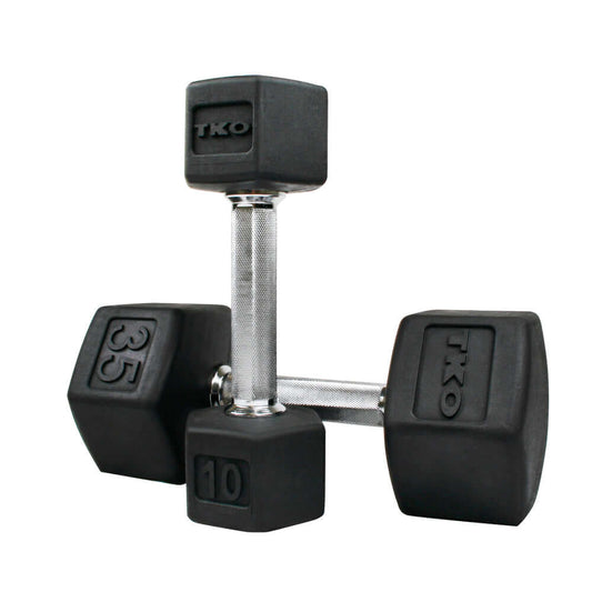 TKO Rubber Hex Tri-Grip Dumbbell Set (5-100 lb)