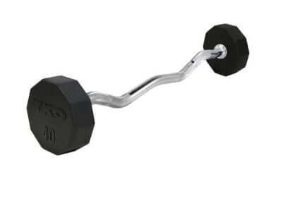 TKO Rubber Curl Barbell Set w/ 5-Bar Rack (20-60 lb)