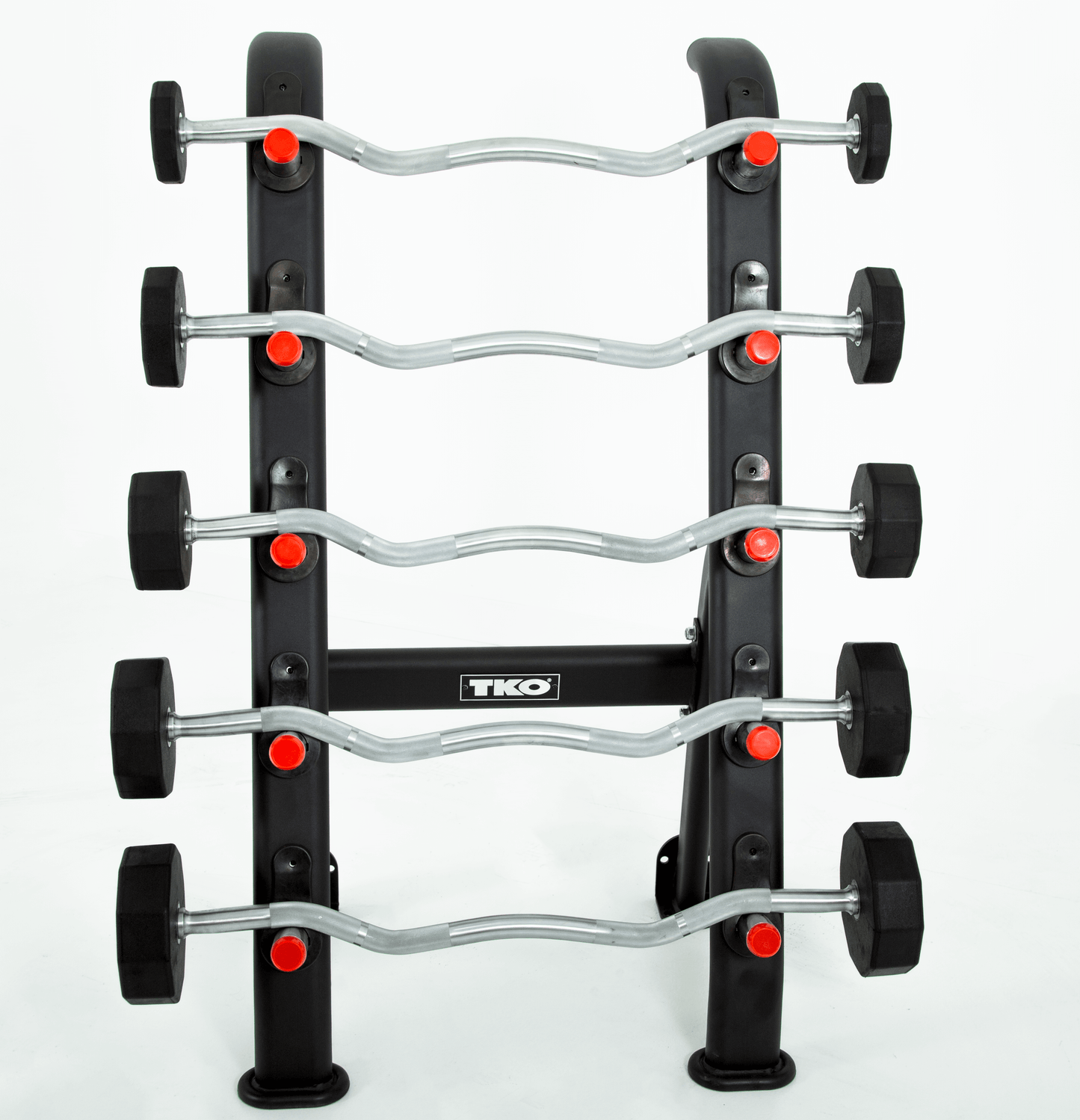 TKO Rubber Curl Barbell Set w/ 5-Bar Rack (20-60 lb)